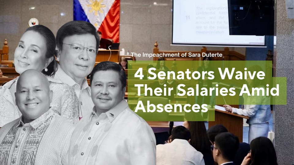 4 SENATORS WAIVE THEIR SALARIES AMID ABSENCES